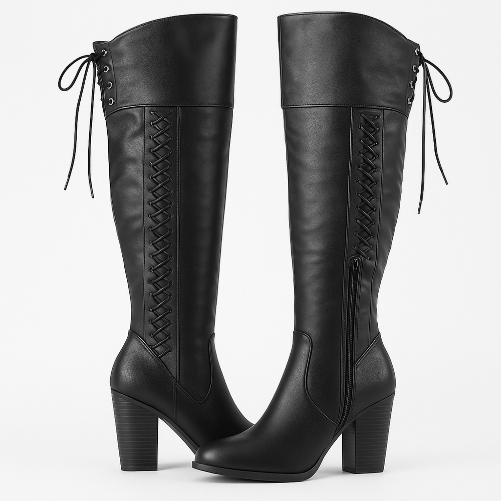 Journee Collection Black Heeled Boots